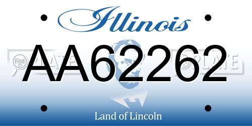 AA62262 Illinois License Plate