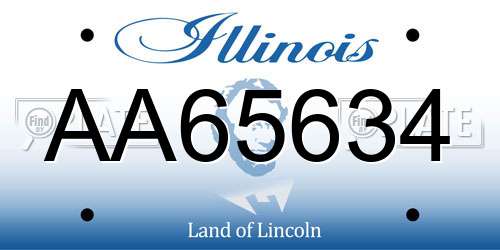 AA65634 Illinois License Plate