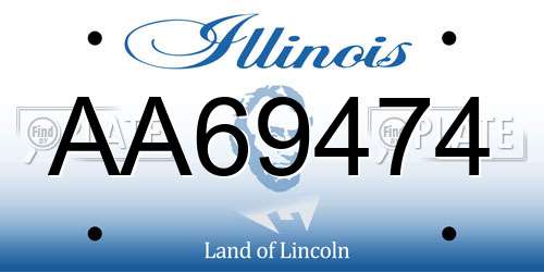 AA69474 Illinois License Plate
