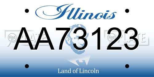 AA73123 Illinois License Plate