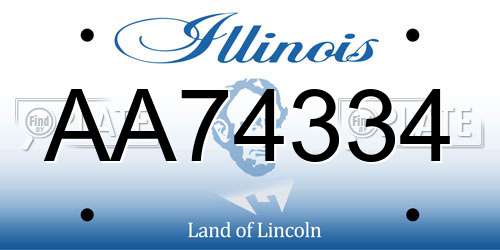 AA74334 Illinois License Plate