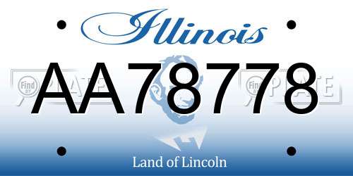 AA78778 Illinois License Plate