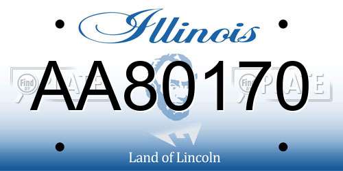 AA80170 Illinois License Plate