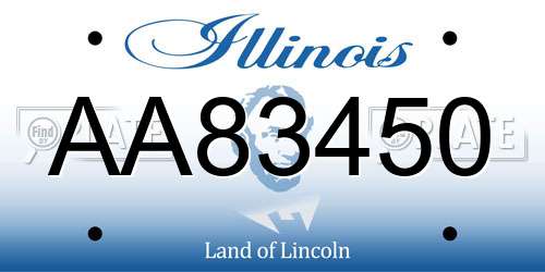 AA83450 Illinois License Plate
