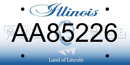AA85226 Illinois License Plate