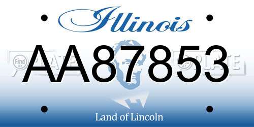 AA87853 Illinois License Plate
