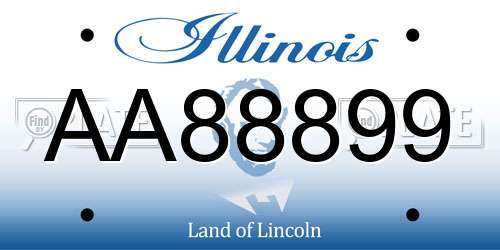 AA88899 Illinois License Plate