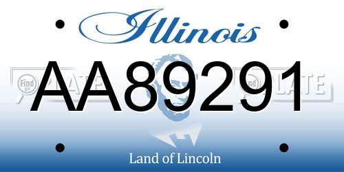 AA89291 Illinois License Plate