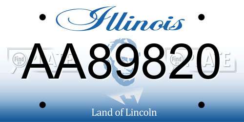 AA89820 Illinois License Plate