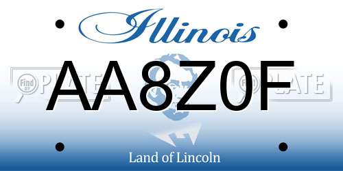 AA8Z0F Illinois License Plate