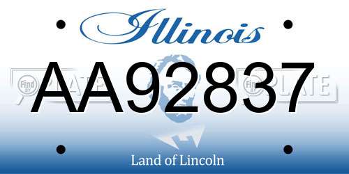 AA92837 Illinois License Plate