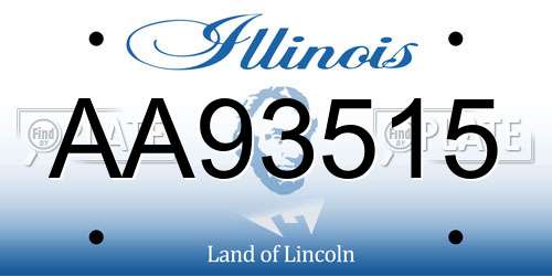 AA93515 Illinois License Plate