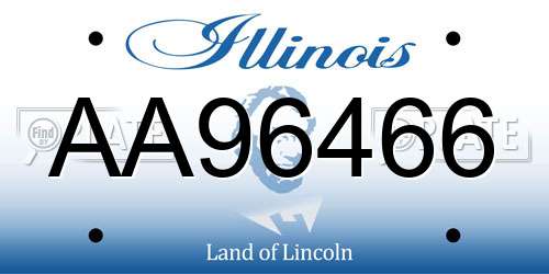 AA96466 Illinois License Plate