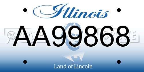 AA99868 Illinois License Plate