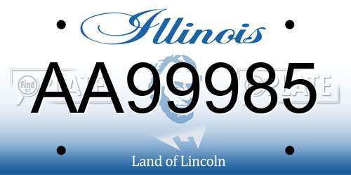 AA99985 Illinois License Plate