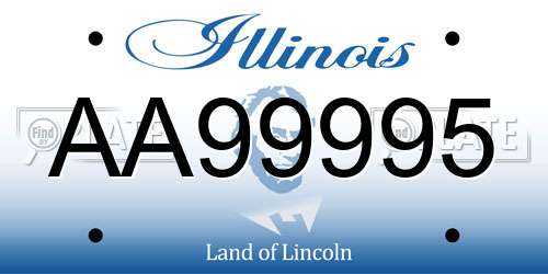 AA99995 Illinois License Plate