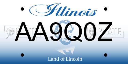 AA9Q0Z Illinois License Plate