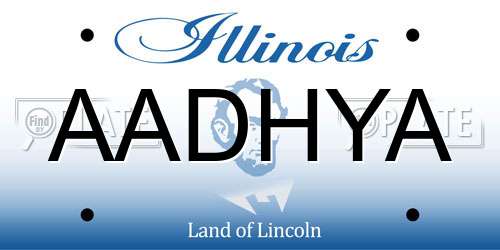 AADHYA Illinois License Plate