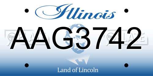 AAG3742 Illinois License Plate