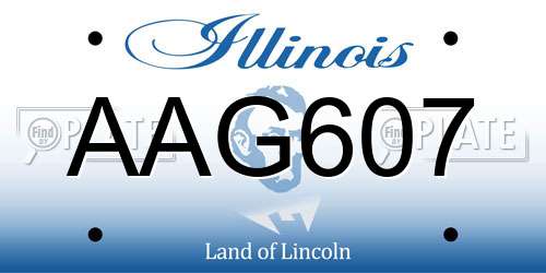 AAG607 Illinois License Plate
