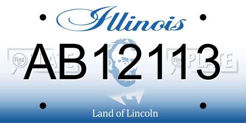 AB12113 Illinois License Plate