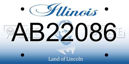 AB22086 Illinois License Plate