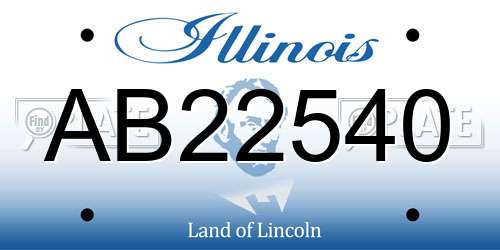AB22540 Illinois License Plate