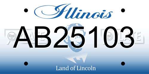 AB25103 Illinois License Plate