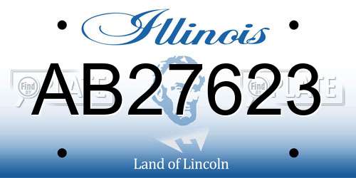 AB27623 Illinois License Plate