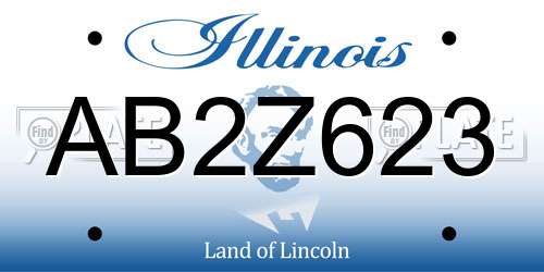 AB2Z623 Illinois License Plate