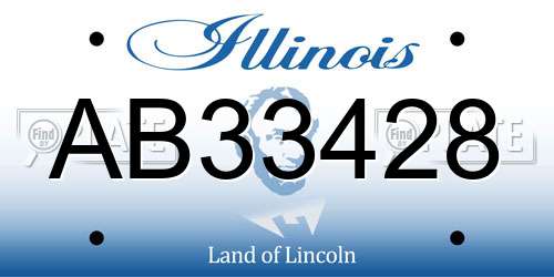 AB33428 Illinois License Plate