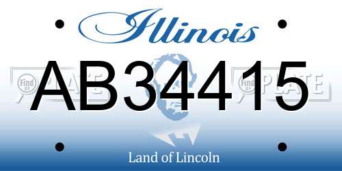AB34415 Illinois License Plate