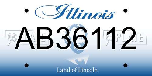 AB36112 Illinois License Plate