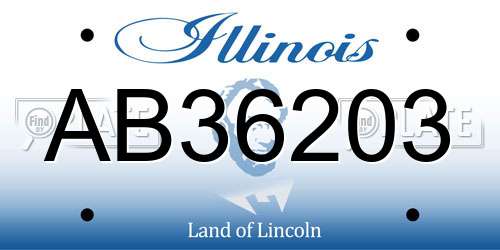 AB36203 Illinois License Plate