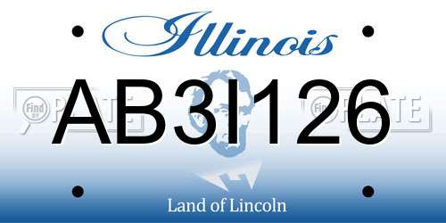 AB3I126 Illinois License Plate