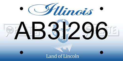 AB3I296 Illinois License Plate