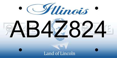 AB4Z824 Illinois License Plate