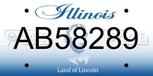 AB58289 Illinois License Plate