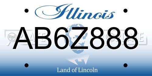 AB6Z888 Illinois License Plate