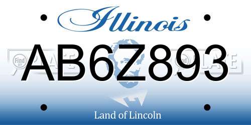 AB6Z893 Illinois License Plate