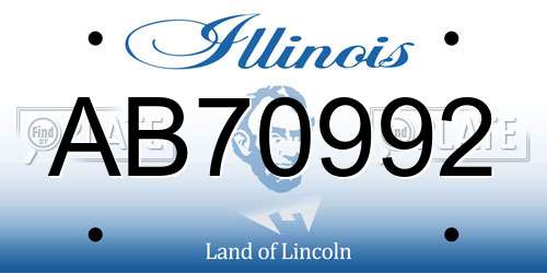 AB70992 Illinois License Plate