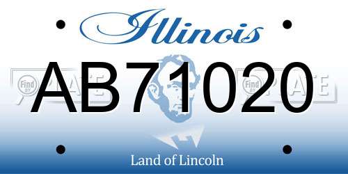 AB71020 Illinois License Plate