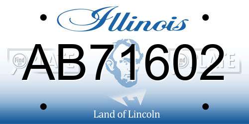 AB71602 Illinois License Plate