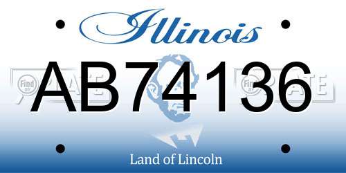 AB74136 Illinois License Plate