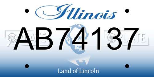 AB74137 Illinois License Plate
