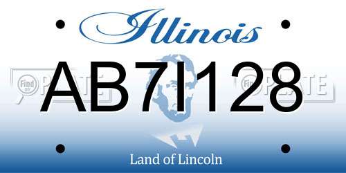AB7I128 Illinois License Plate