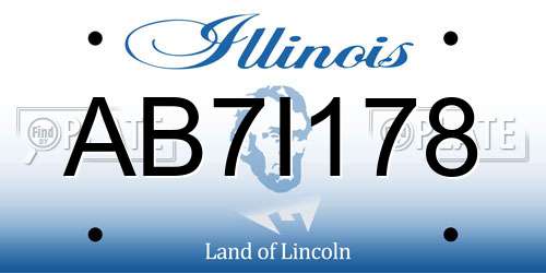 AB7I178 Illinois License Plate