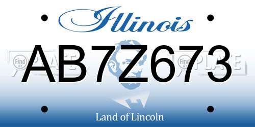 AB7Z673 Illinois License Plate