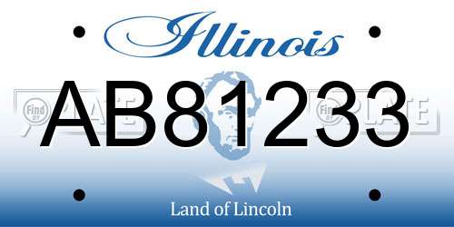 AB81233 Illinois License Plate