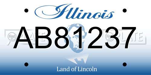 AB81237 Illinois License Plate